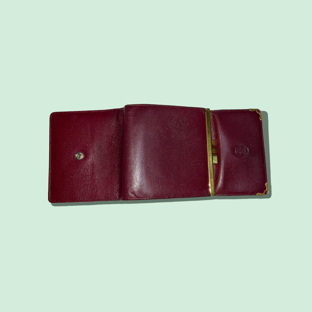 Cartier Red Tri-fold Wallet with Gold Accents - Picture 6 of 13